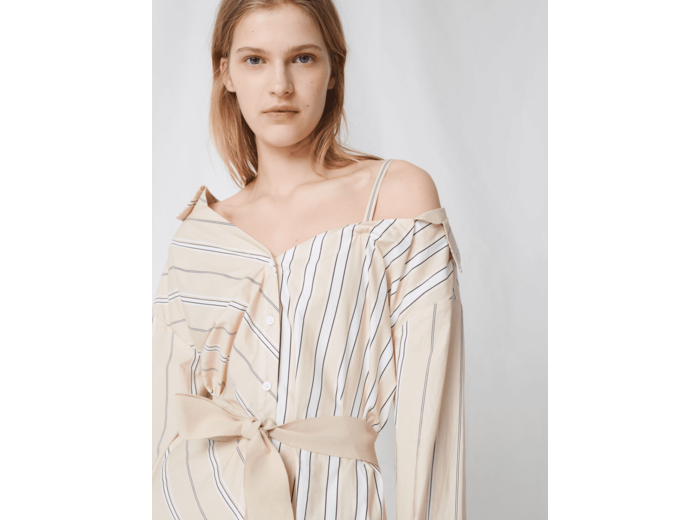 Striped shirt dress with belt