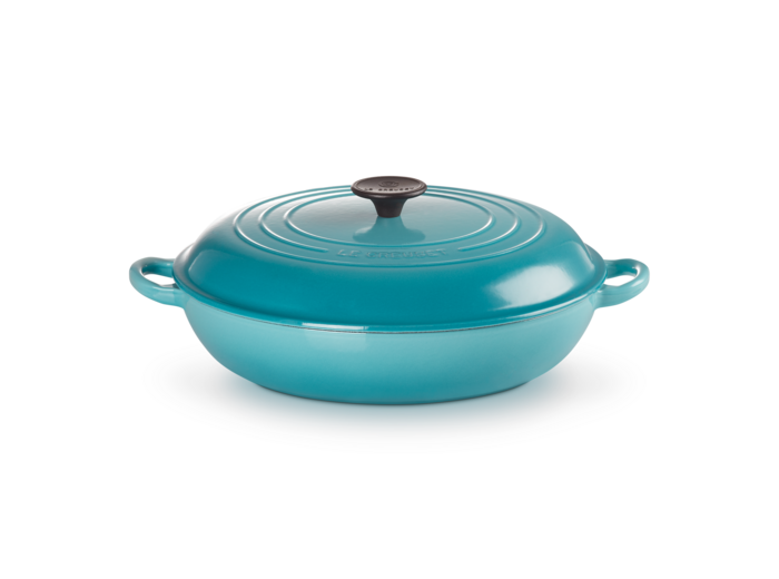 Faitout campagnard 30cm en fonte émaillée bleu caraïbes