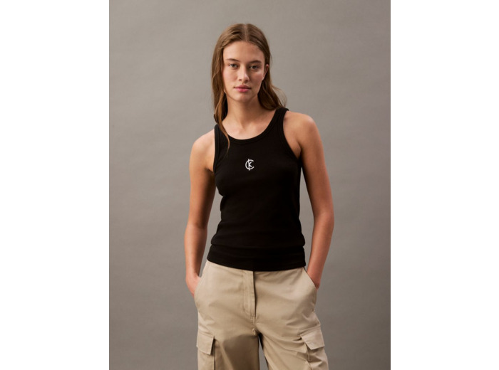 T-SHIRT SANS MANCHES EN COTON RIB