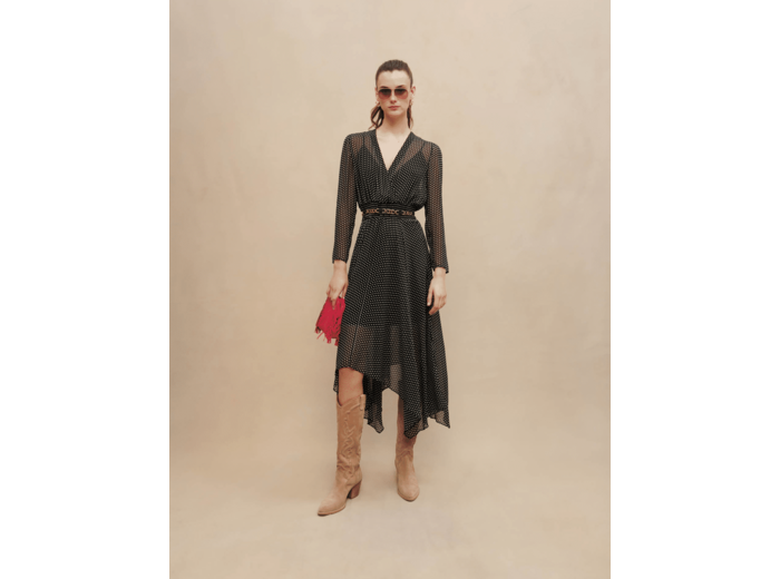 Robe mi-longue à pois
