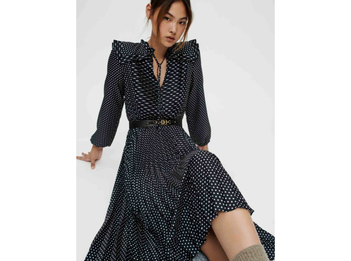 Robe en satin plissé mini pois Clover