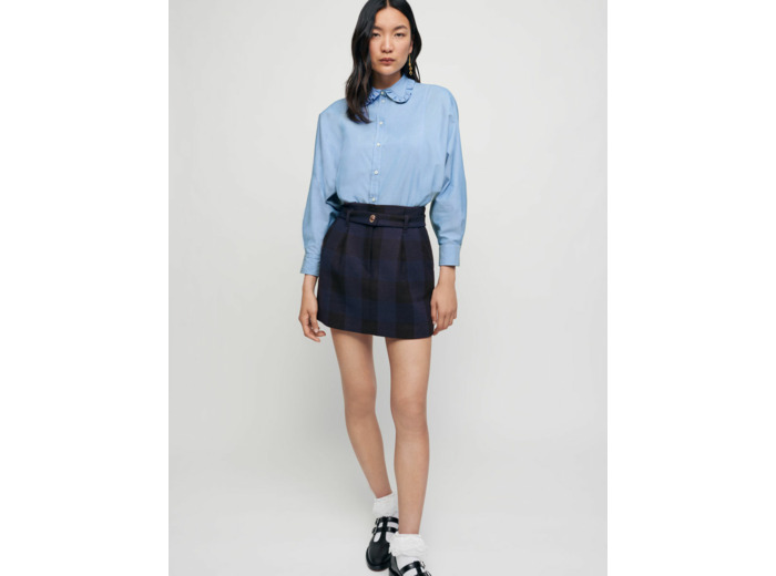 Chemise 100% coton à col claudine