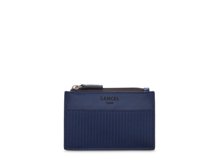 JIMMY CUIR LISSE / CUIR EMBOSSE - Porte Monnaie H - Bleu Petrole