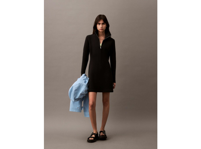 ROBE SCUBA À MI-ZIP ET ÉVASÉE