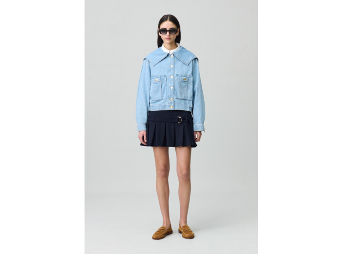 Veste jean denim col large