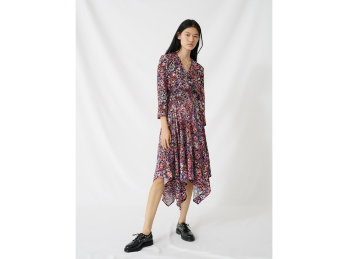 Robe à fleurs à coupe cache-cœur