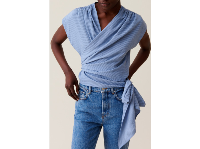 Blouse cache-cœur rayée