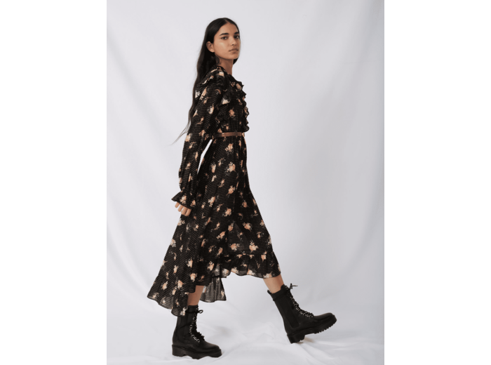 Robe à volants en jacquard imprimé
