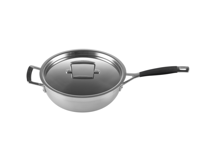 Sauteuse chef 24cm Inox Classique avec revêtement anti-adhérent, couvercle et poignée d'assistance