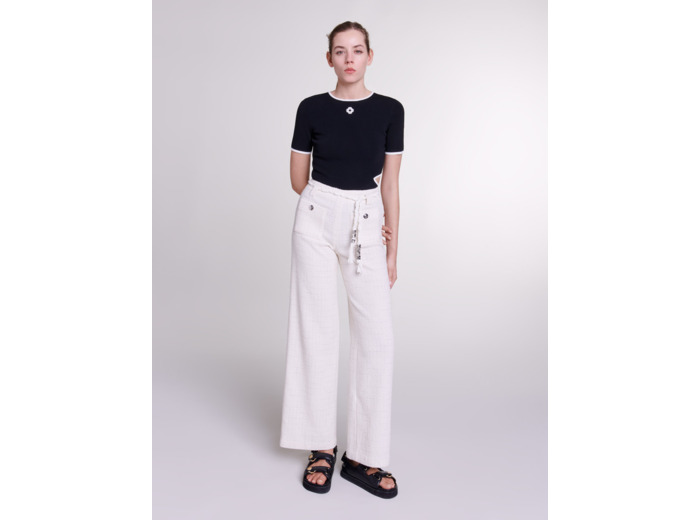 Pantalon en tweed à fils métalisés