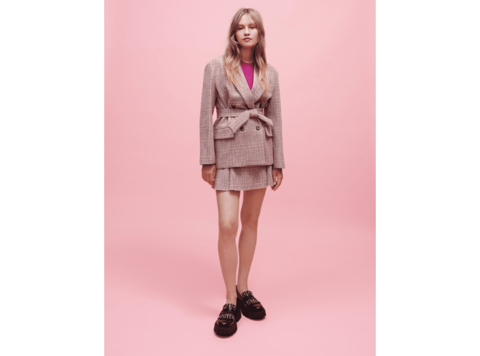 Veste de tailleur cinturée à carreaux