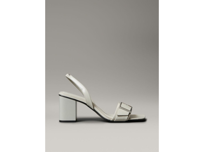 SANDALES EN CUIR À TALON AVEC BOUCLE - 7 CM