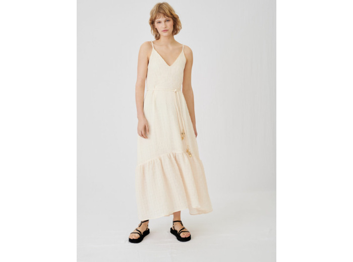 Robe à bretelles en matière craquelée