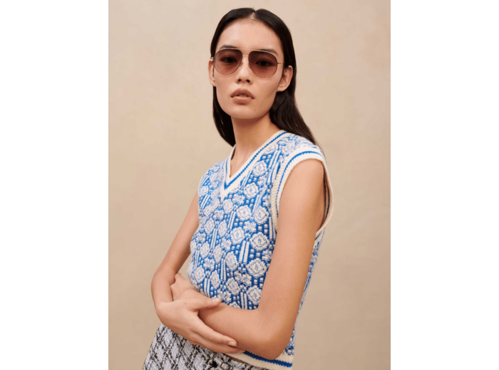 Pull sans manches en jacquard