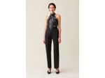 Pantalon satiné slim droit noir
