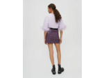 Jupe en tweed violet et contrastes