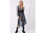 Robe asymétrique en mousseline lamée