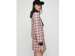 Veste à carreaux à lavallière contrastée