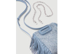 Sac M mini en toile denim et strass