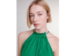 Robe longue satinée plissée