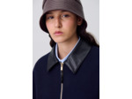 Blouson laine col similicuir