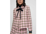 Veste à carreaux à lavallière contrastée