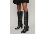 Bottes droites à talon en cuir lisse