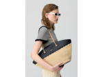 Sac panier tressé et cuir