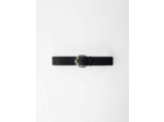 Ceinture en cuir noir embossé lézard
