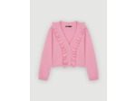 Cardigan à volants et boutons perles