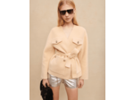 Manteau en laine ceinturé beige