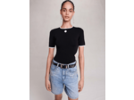 Short évasé en denim à strass