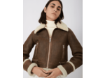 Blouson en cuir intérieur effet fourrure