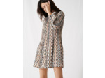 Robe en plissé imprimé et col Claudine