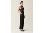 Pantalon satiné slim droit noir