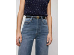 Ceinture fine en cuir noir boucle dorée