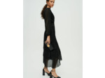 Robe à volants en lamé stretch plissée