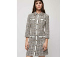 Robe façon tweed à bandes contrastées