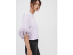Tee-shirt lilas à plumes