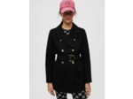 Manteau en double face noir à ceinture