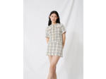Top façon tweed à franges