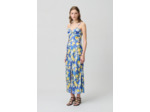 Robe longue satinée florale