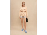 Manteau en laine ceinturé beige