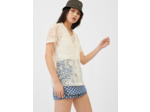 Chemise en tulle brodé écru