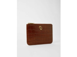 Pochette zippée en cuir embossé