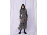 Robe en soie lurex imprimée à volants