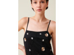 Robe longue fluide sequins brodés