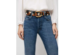 Ceinture à patchwork en cuir et suède