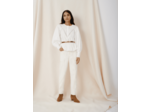 Top façon blouse à galons de guipure