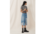 Jupe midi en jean à patchs et fendue